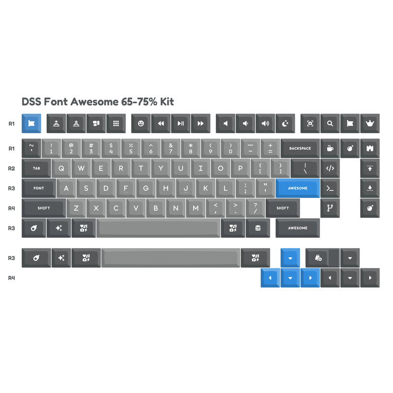 DSS Font Awesome Keycaps - Layout:65-75% Kit